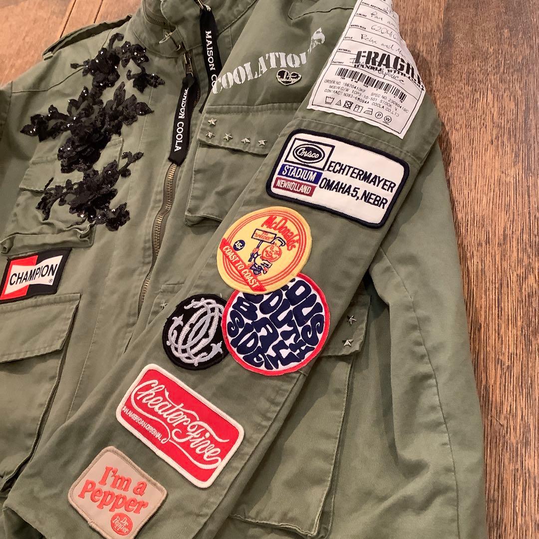 COOLA TIQUES ペイント×レースミリタリージャケット　サイズ38