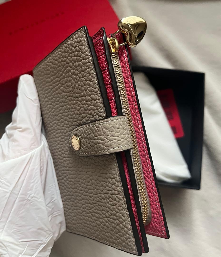 【完売品】限定 ボナベンチュラ 二つ折り財布 グレージュ×アザレ