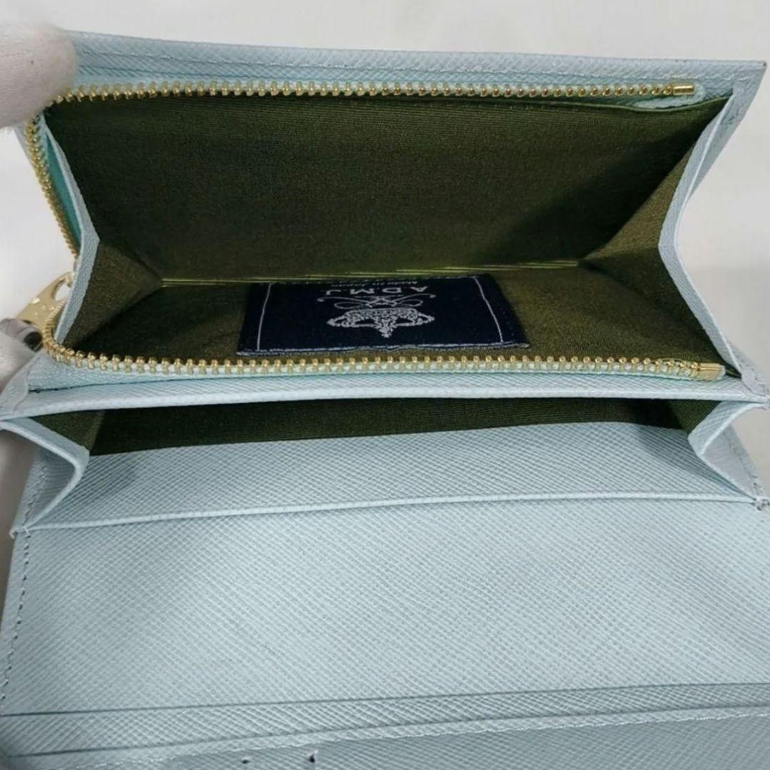 現行❗️未使用品✨️　A.D.M.J.　クロコ型押しパース　折り財布　シルバー