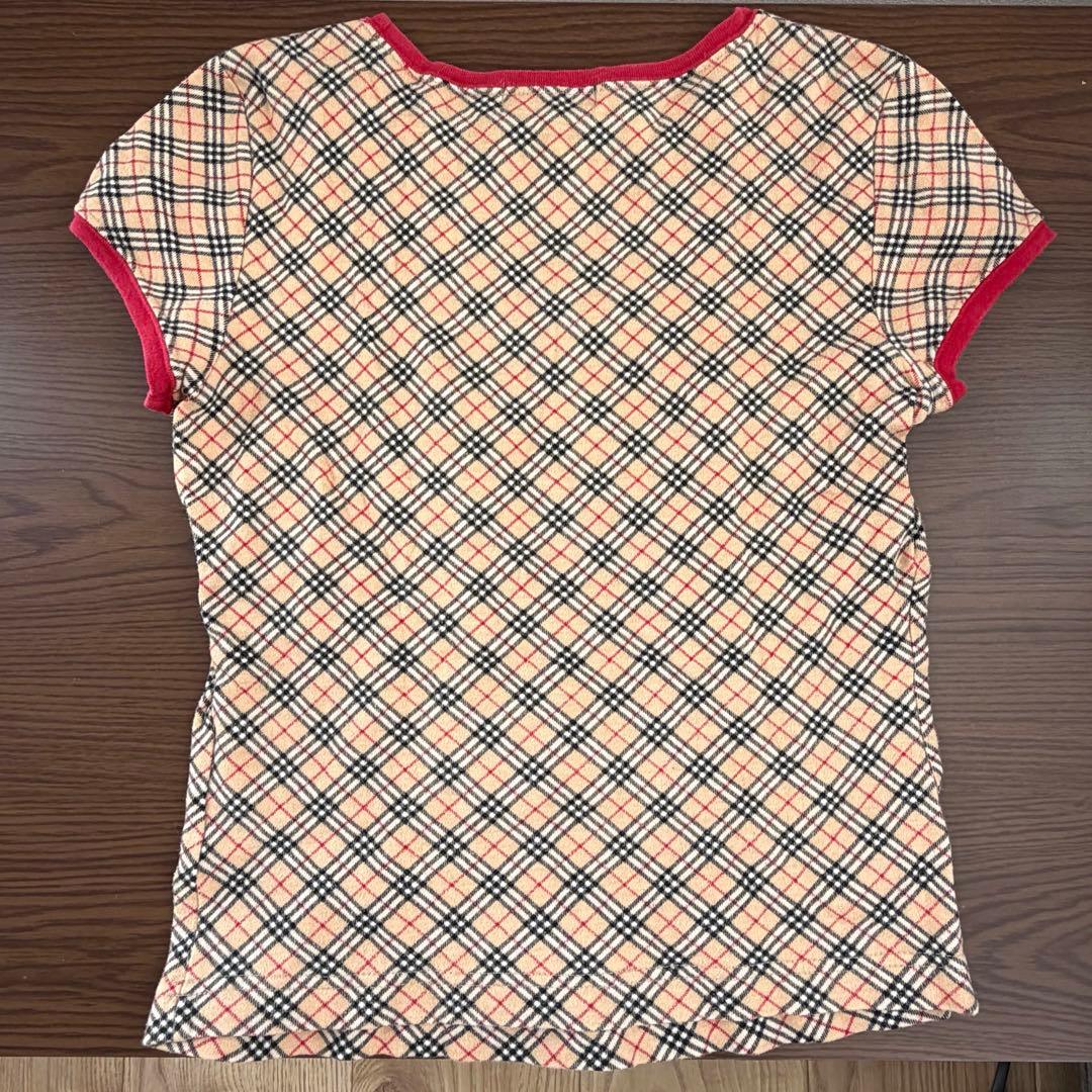Y2K バーバリーブルーレーベル ノバチェック Tシャツ リンガー M