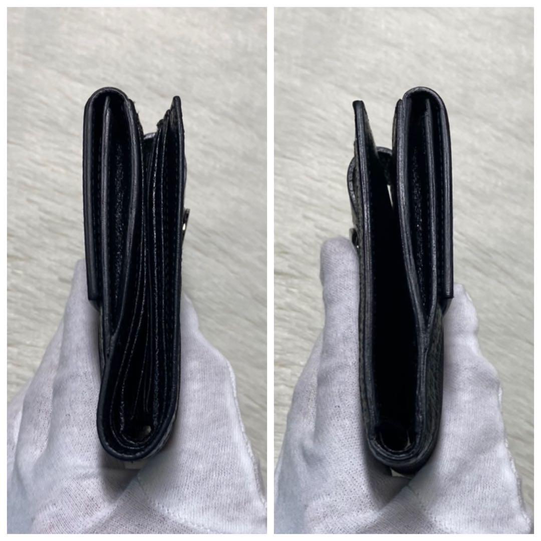 未使用保管 希少　GUCCI グッチ　二つ折り　黒　キャンバス　箱付き　付属　銀