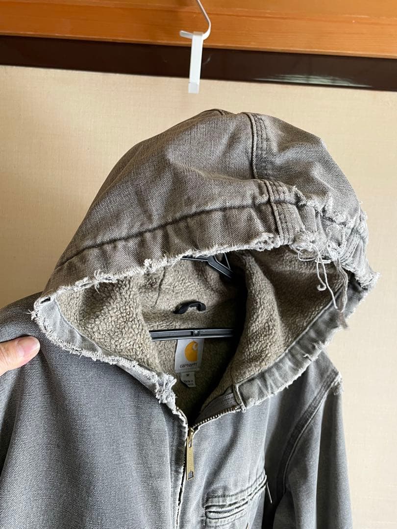 カーハート ダックパーカー ダメージ 裏ボア　グレー　M