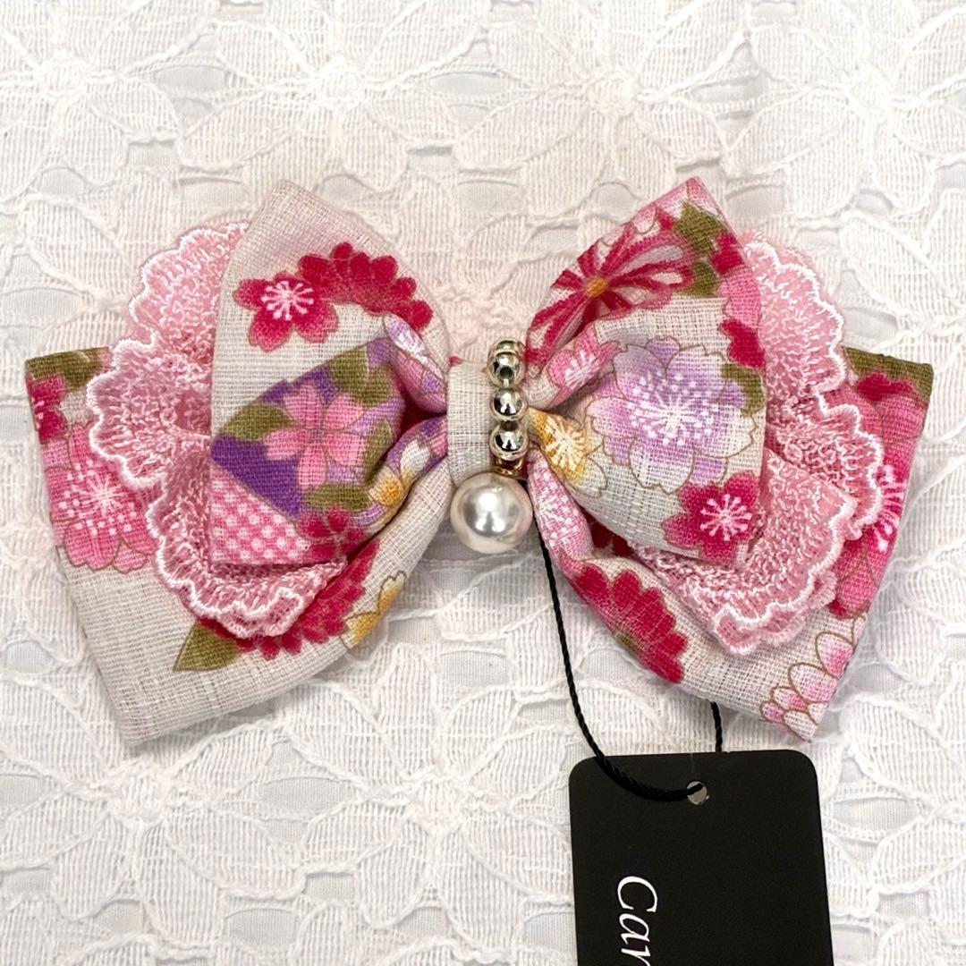 きゃんナナ　花柄和ロりワンピー+バレッタ　新品　SM ピンク