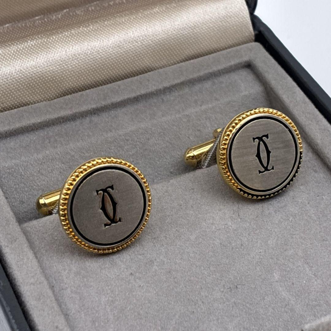 Cartier カルティエ カフス カフリンクス ダブルC ロゴ 金×銀