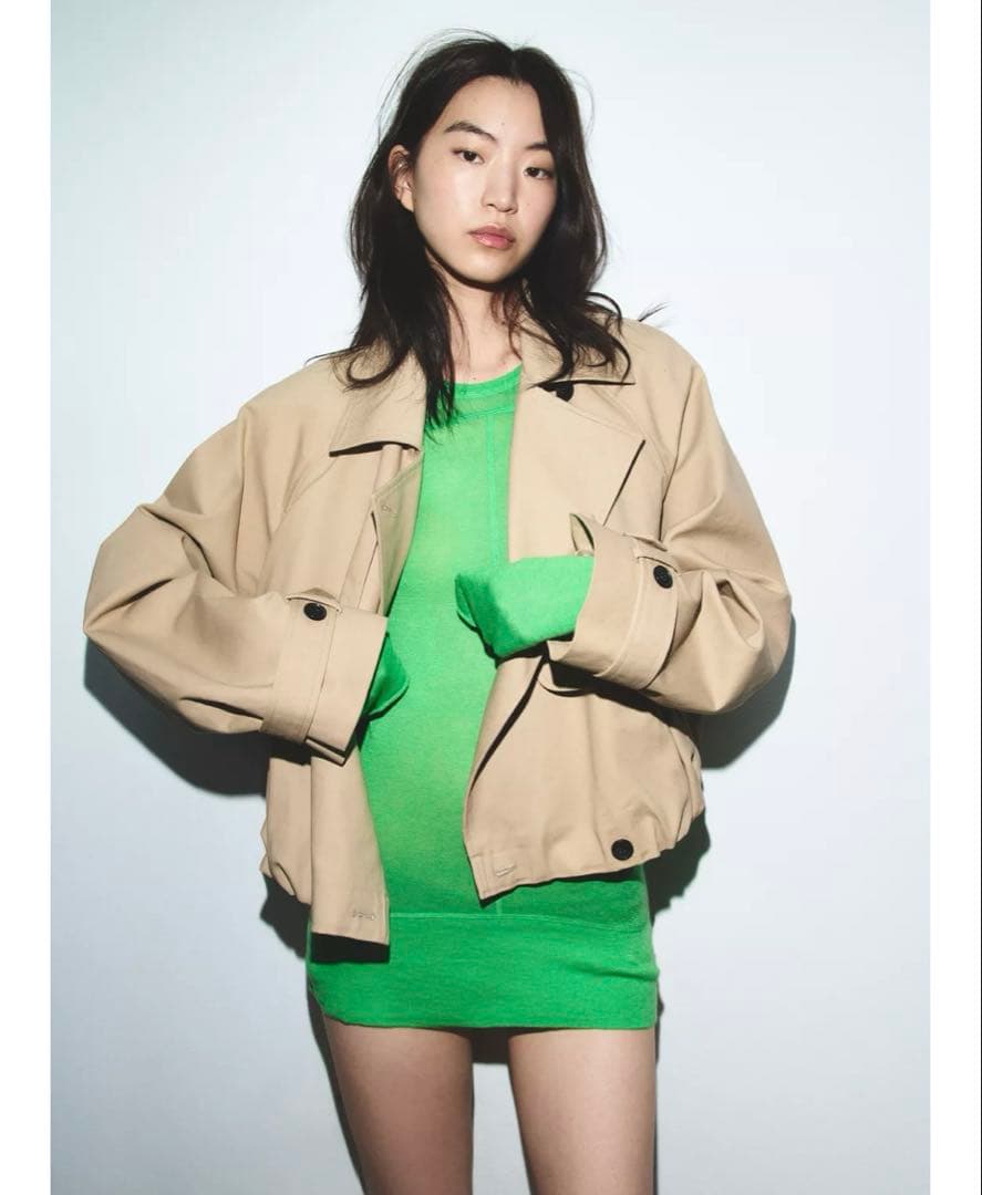 タグ付き新品★ZARAのショートバルーントレンチコート★Lサイズ★コムギ色