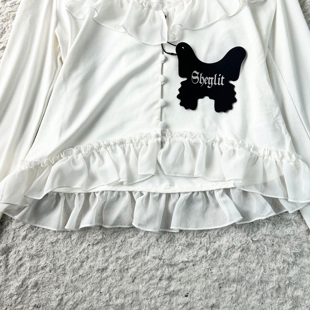 新品✨Sheglit シェグリット シフォンフリル カーディガン M ゴシック