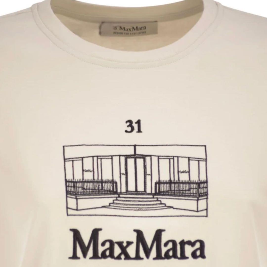 S Max Mara プリント半袖Tシャツ クリーム 春夏 新作 M