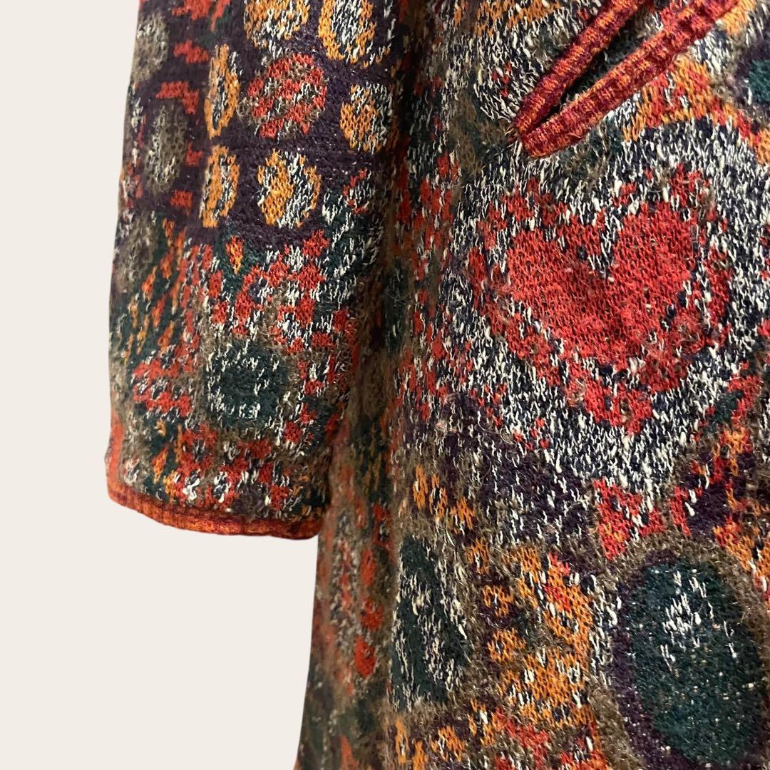 MISSONI ミッソーニ 総柄ウールカーディガン 40 イタリア製 ロング丈