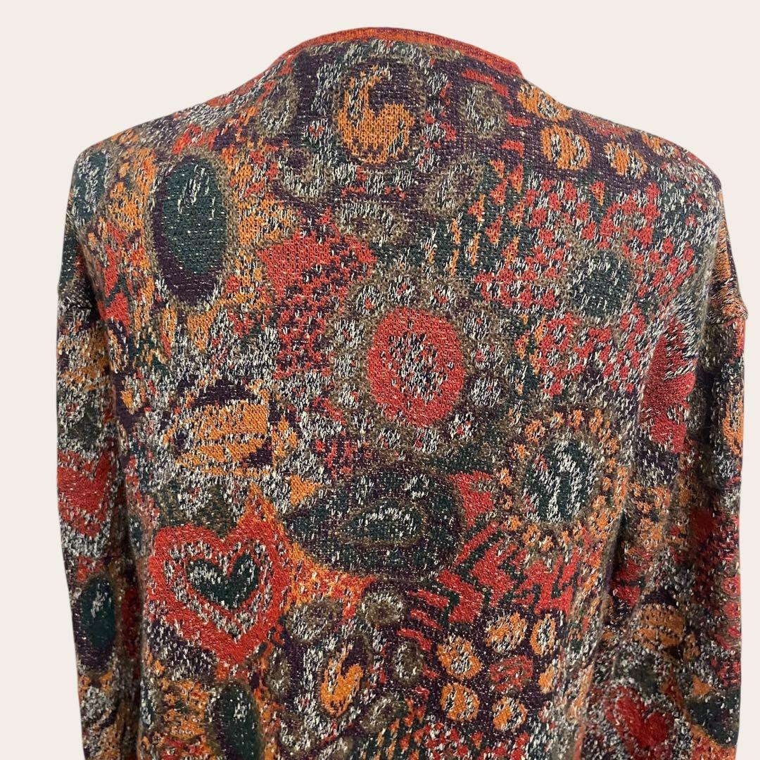 MISSONI ミッソーニ 総柄ウールカーディガン 40 イタリア製 ロング丈