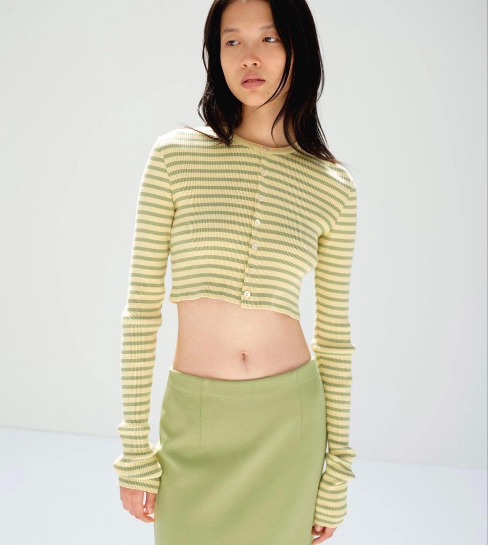AURALEE 26SS COTTONRIBCREW CARDIGAN【m