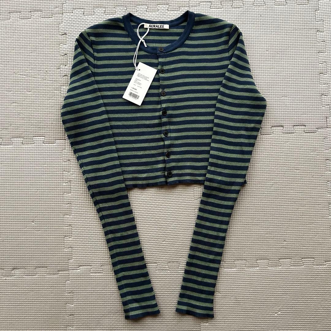 AURALEE 26SS COTTONRIBCREW CARDIGAN【m