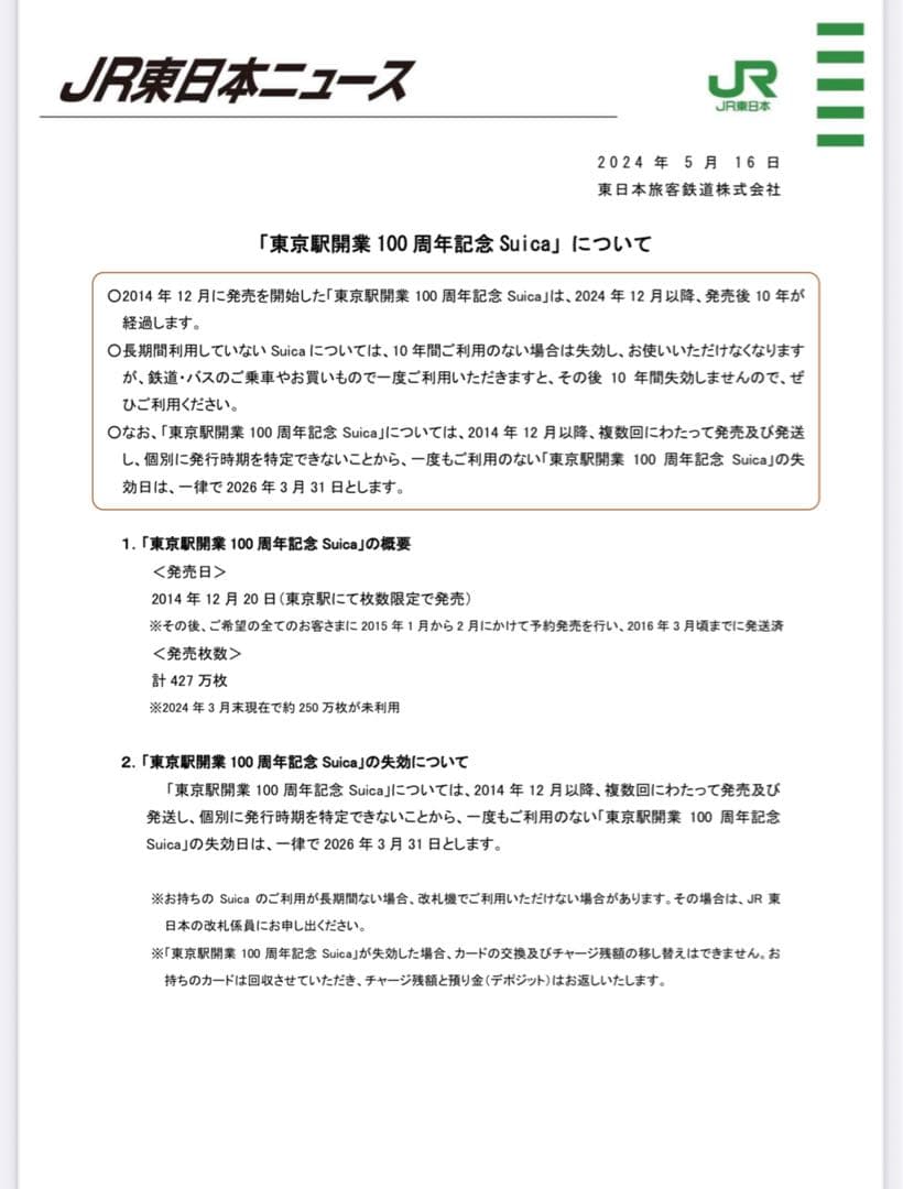 東京駅開業100周年 記念Suica 新品未使用 2枚セット