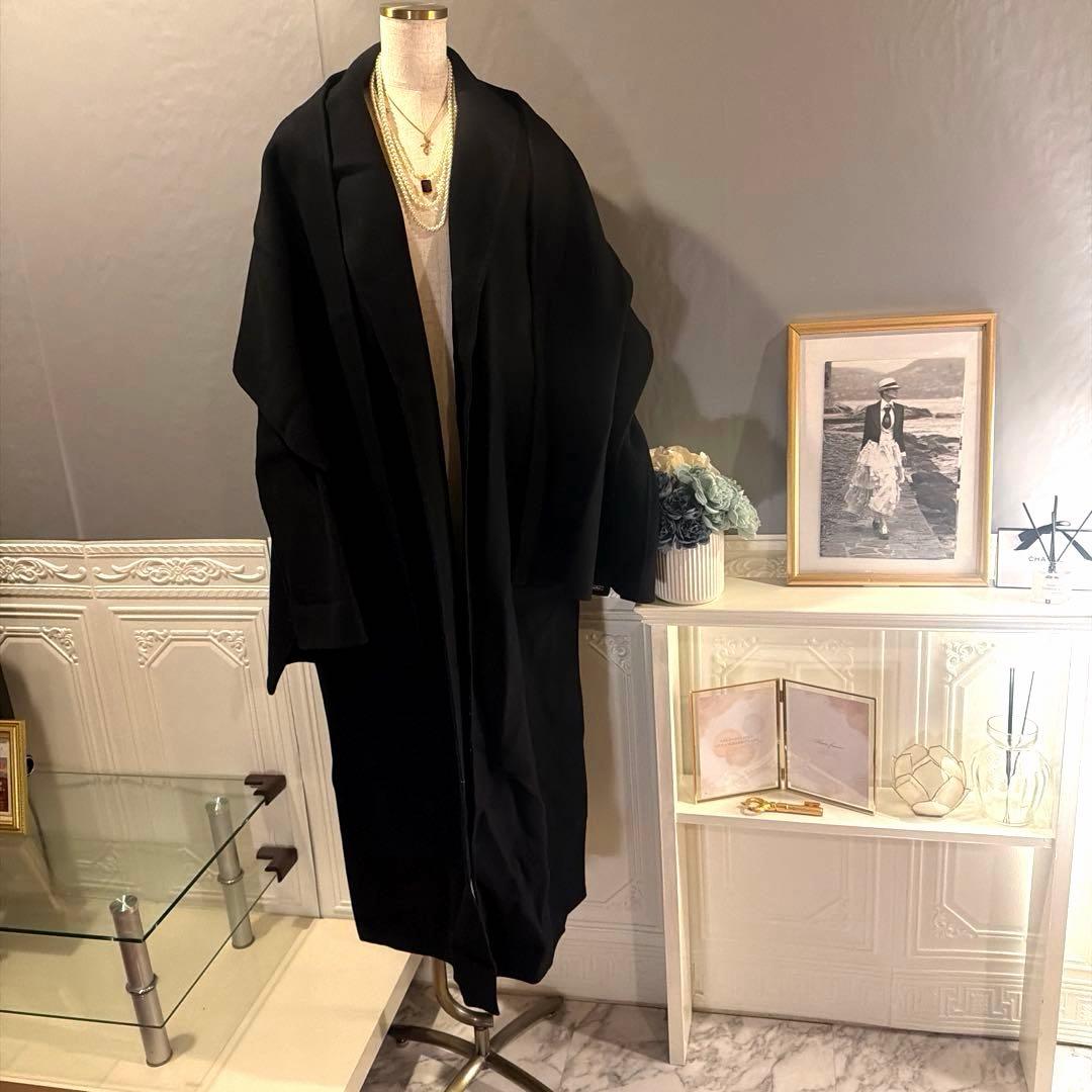 【5万円】日本製ウール生地　ガウンマフラーロングコート