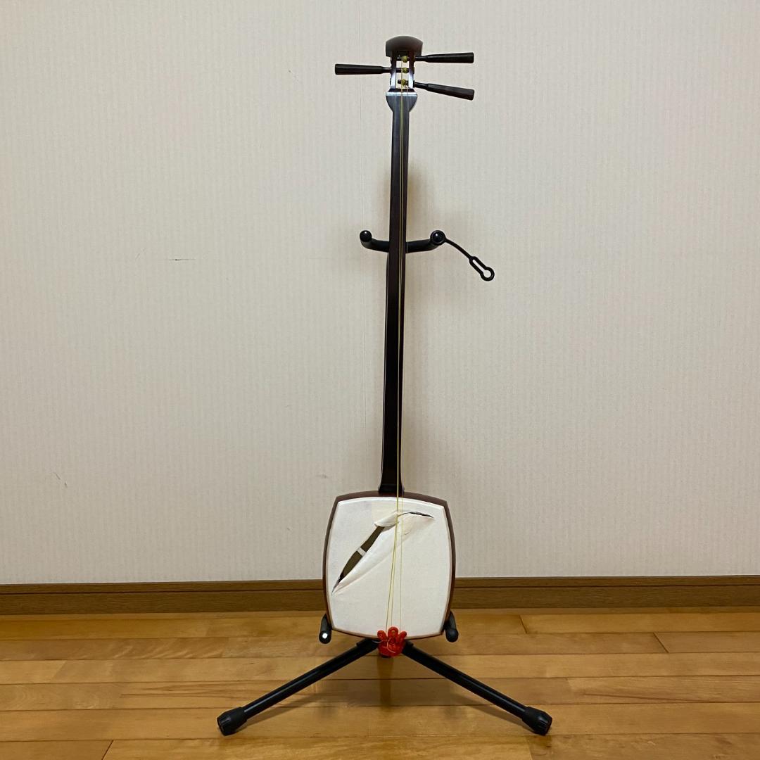 三味線 細棹 紫檀 胴 長手19.4cm 短手17.8cm ハードケース 鍵付