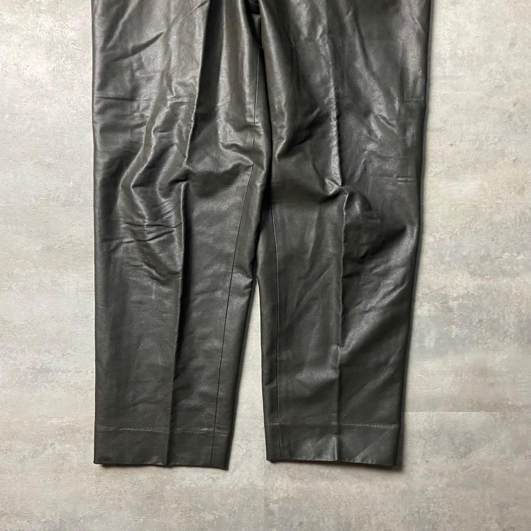BURBERRYS フェイクレザー ワイドスラックス タック入り