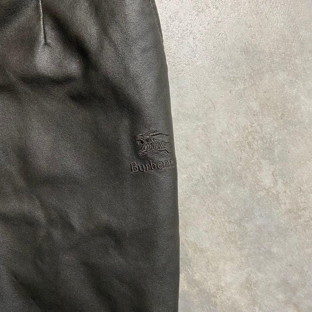 BURBERRYS フェイクレザー ワイドスラックス タック入り
