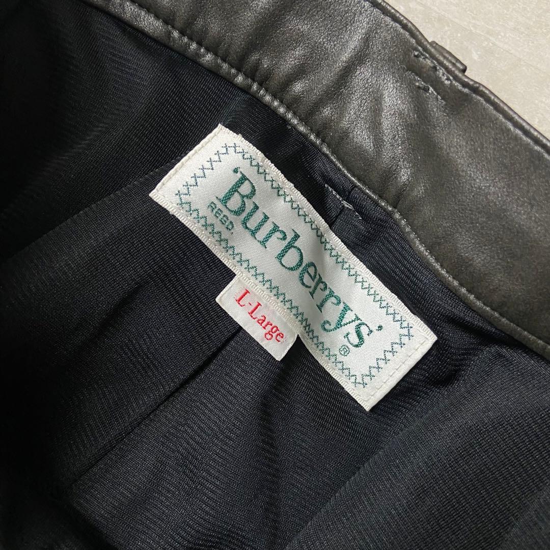 BURBERRYS フェイクレザー ワイドスラックス タック入り