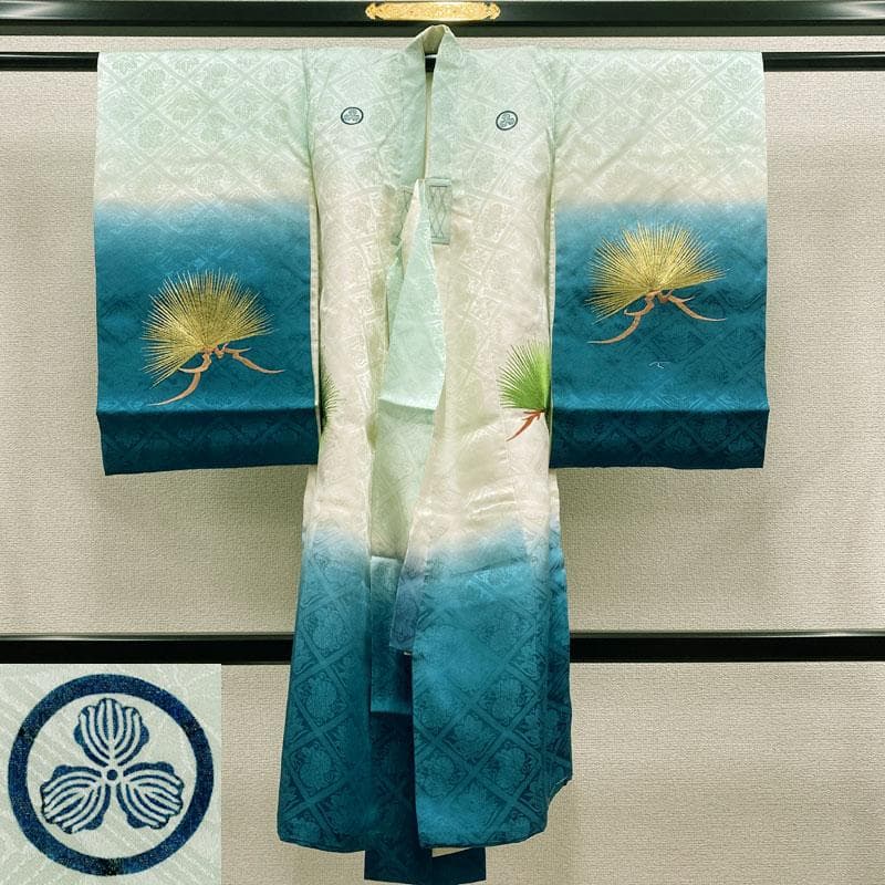 512ay9◎お宮参り 男児 祝い着 着物 産着 七五三にも 長襦袢付◎美品