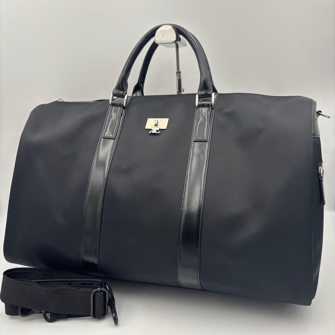 Courrèges クレージュ ボストンバッグ ロゴ ブラック ナイロン 旅行