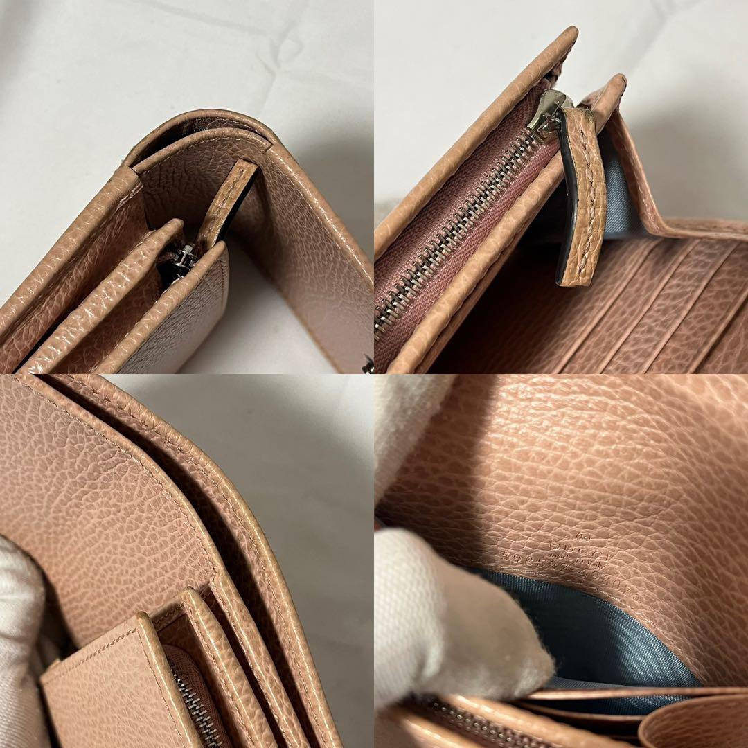 ✨未使用級✨　GUCCI 財布　ggマーモント　レザー　薄ピンク　ピンクベージュ