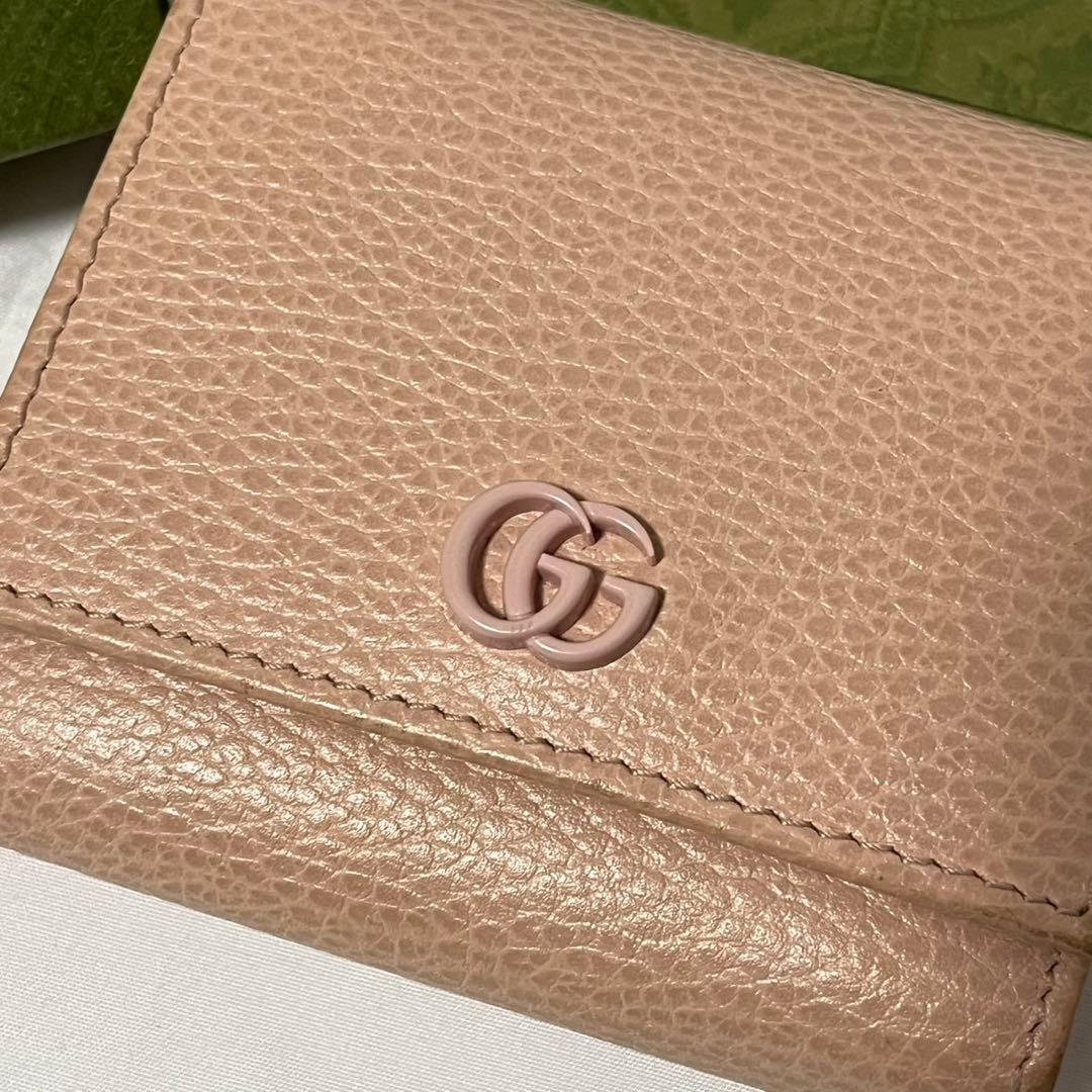 ✨未使用級✨　GUCCI 財布　ggマーモント　レザー　薄ピンク　ピンクベージュ