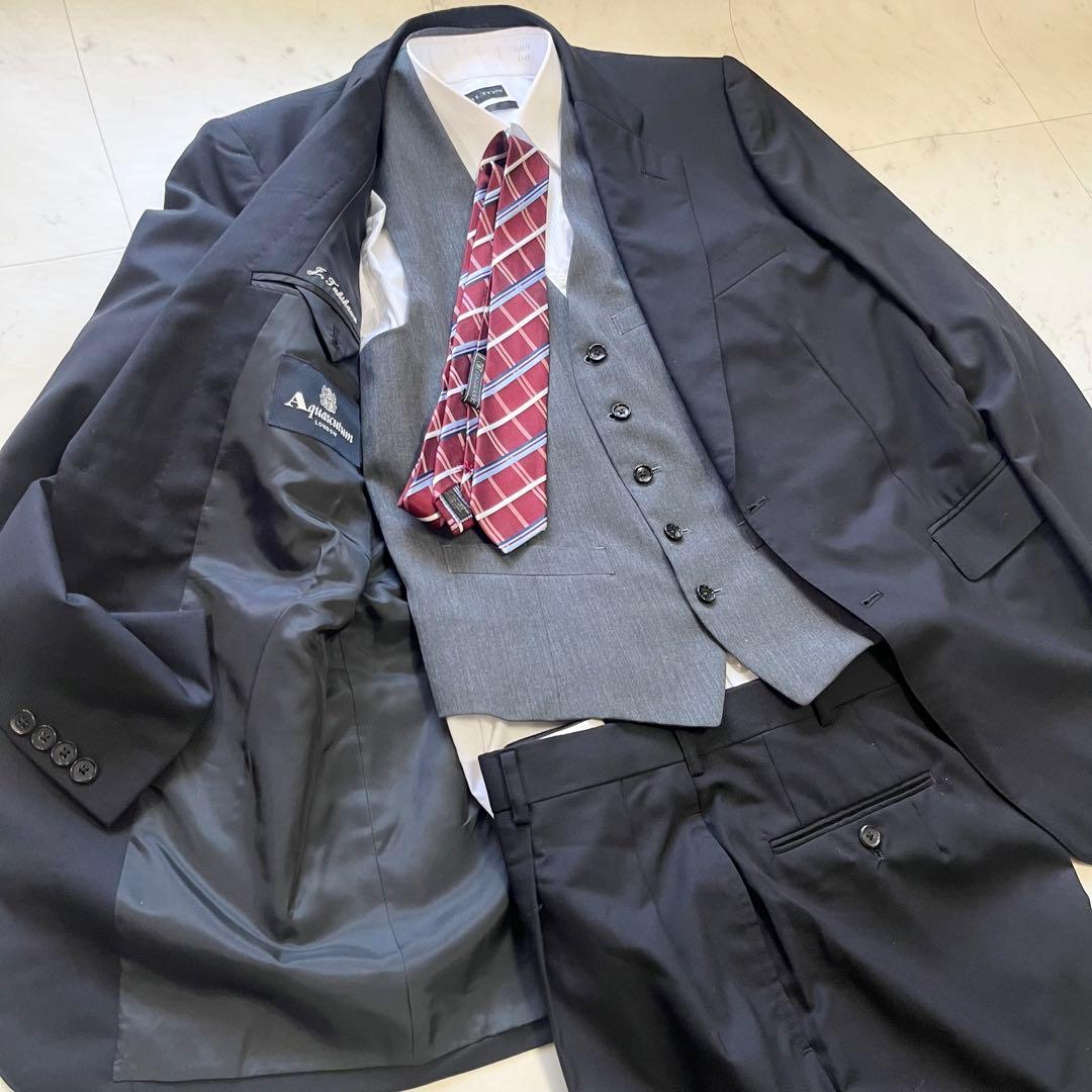 極美品 aquascutum アクアスキュータム　スーツ セットアップ 黒 L
