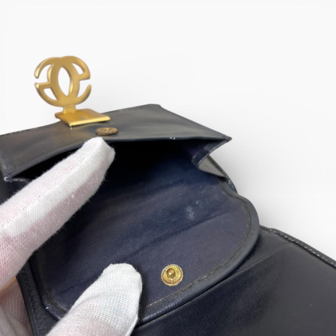 【24時間限定価格】人気希少オールドグッチGG留め具シェリー二つ折財布　ネイビー