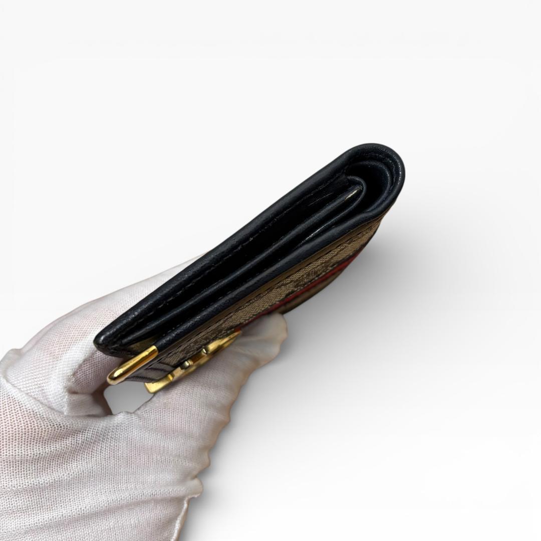 【24時間限定価格】人気希少オールドグッチGG留め具シェリー二つ折財布　ネイビー