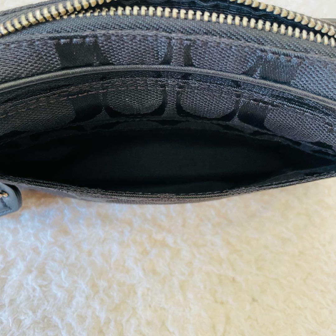 【美品】coach ボディバッグ 2way ウエストポーチ シグネチャー 黒