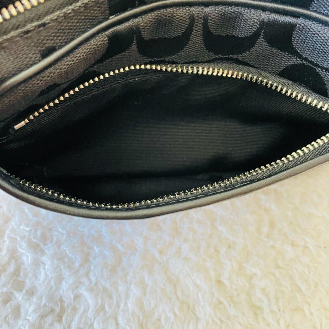 【美品】coach ボディバッグ 2way ウエストポーチ シグネチャー 黒