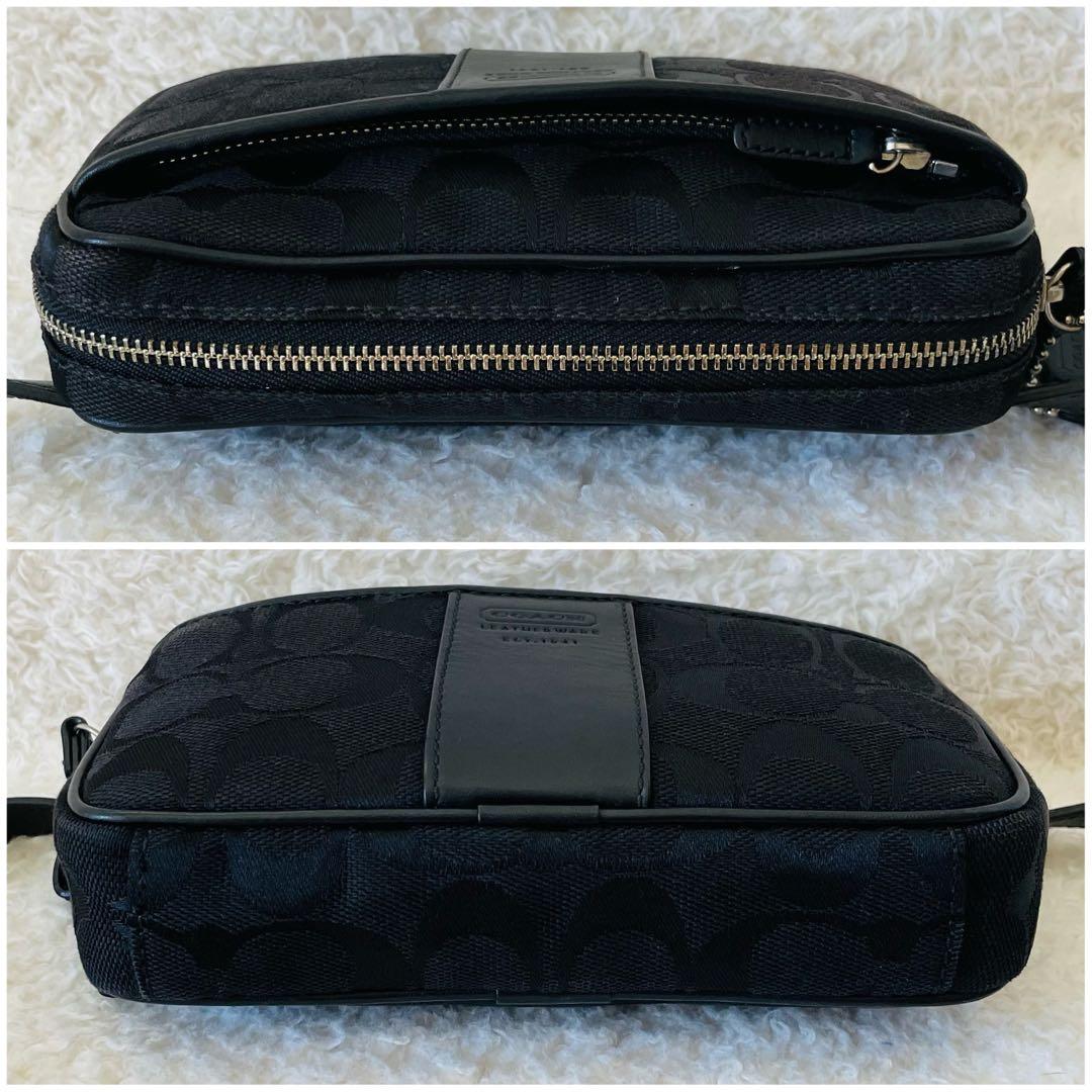 【美品】coach ボディバッグ 2way ウエストポーチ シグネチャー 黒
