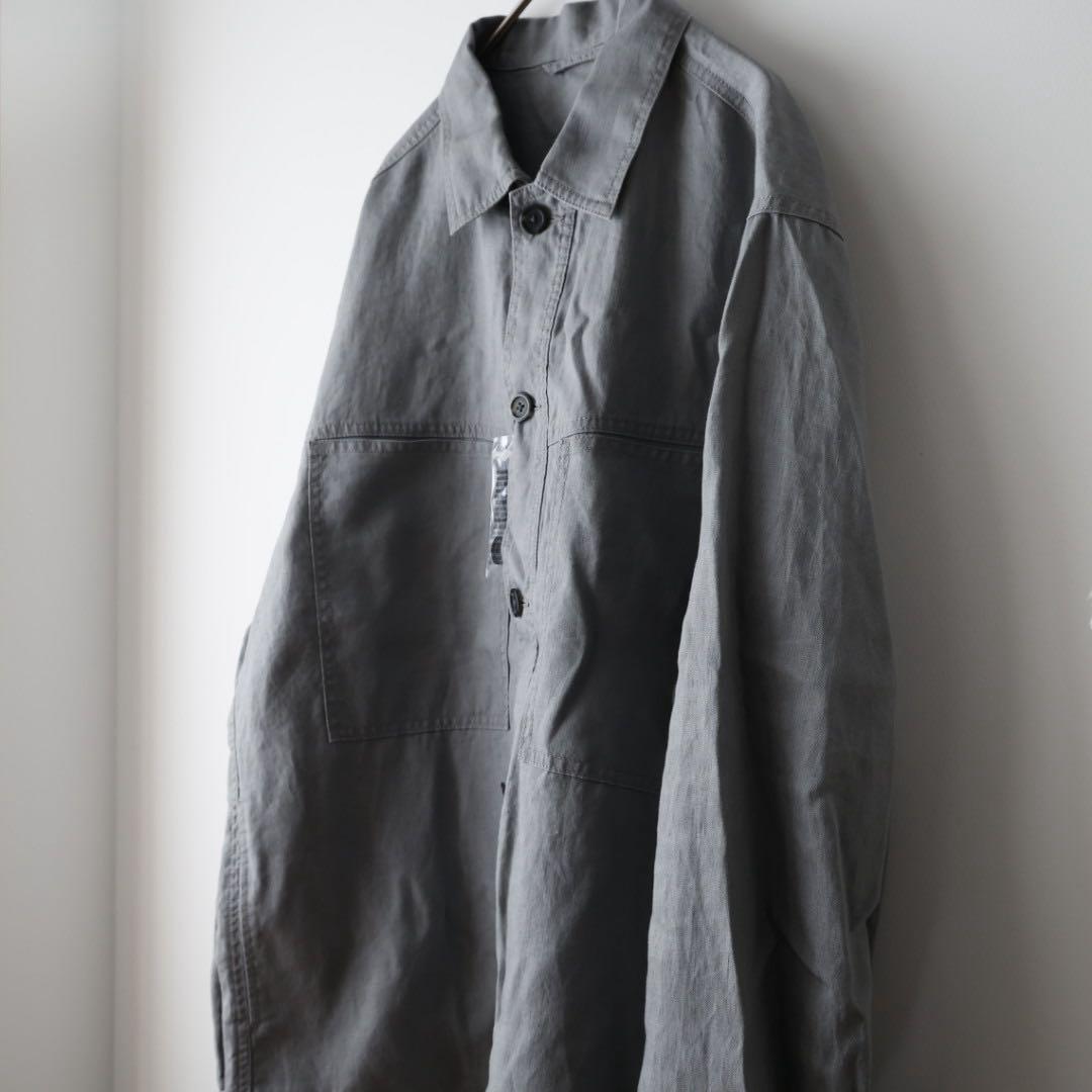 【新品】UNIQLO:C プレミアムリネンシャツジャケット グレー