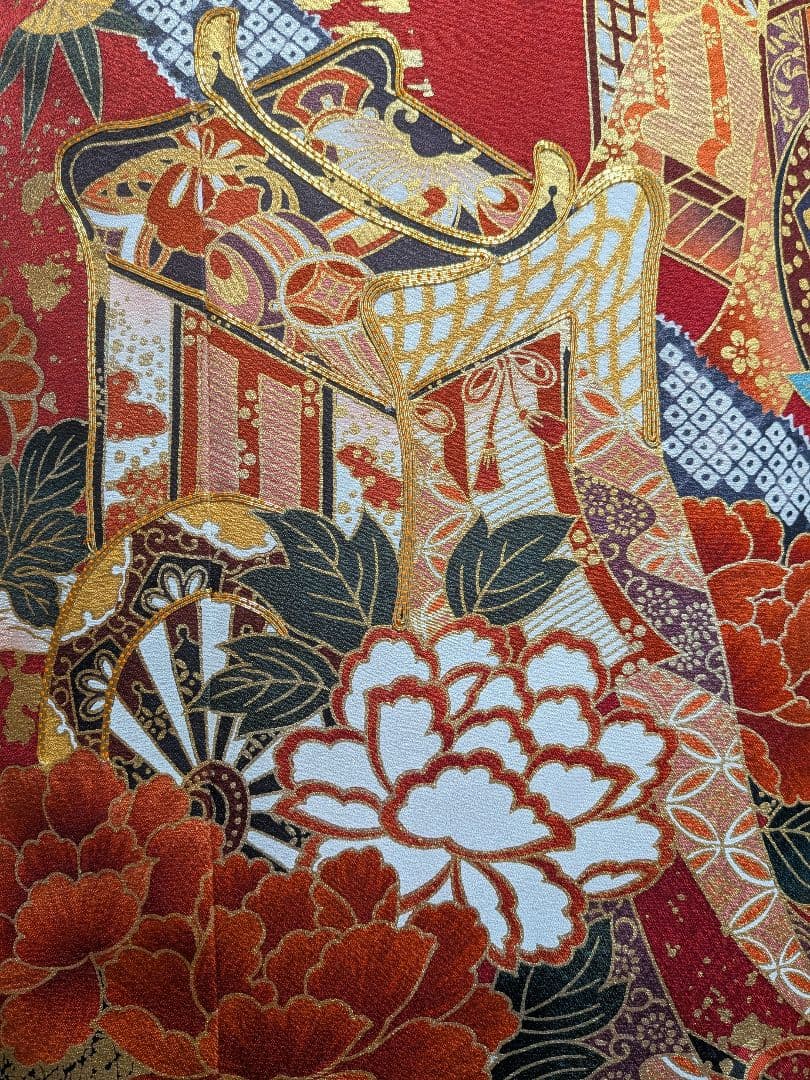 【大特価】振袖フルセット(7点)成人式・金駒刺繍・高級古典柄・金彩・高級手縫い
