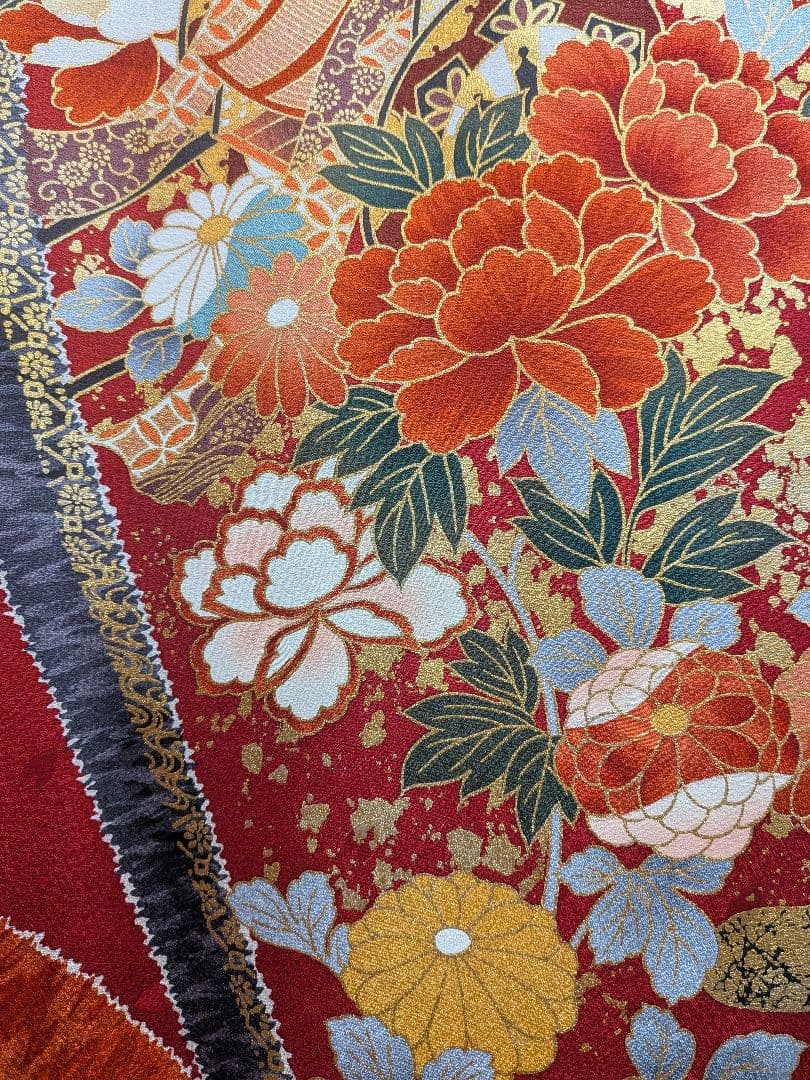 【大特価】振袖フルセット(7点)成人式・金駒刺繍・高級古典柄・金彩・高級手縫い