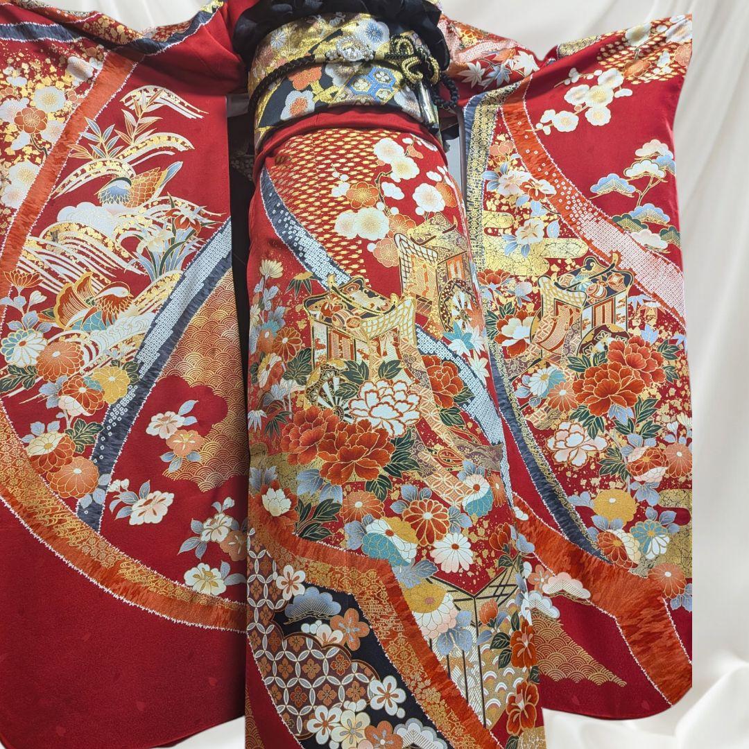 【大特価】振袖フルセット(7点)成人式・金駒刺繍・高級古典柄・金彩・高級手縫い