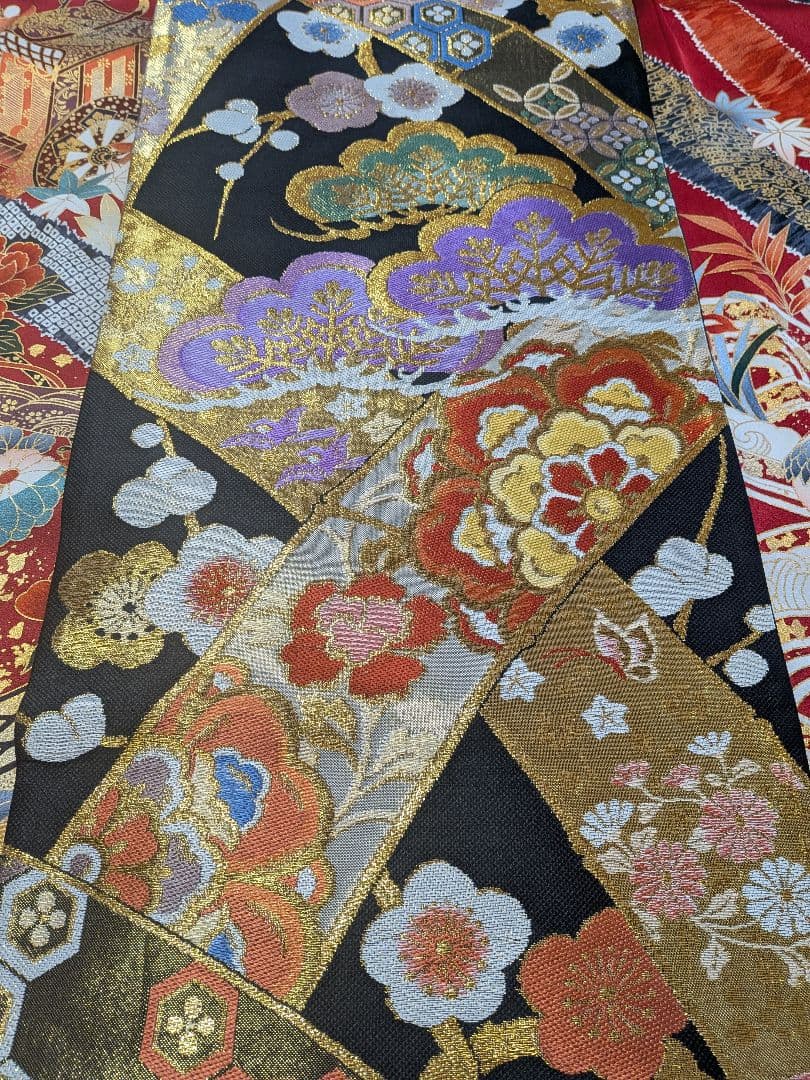 【大特価】振袖フルセット(7点)成人式・金駒刺繍・高級古典柄・金彩・高級手縫い