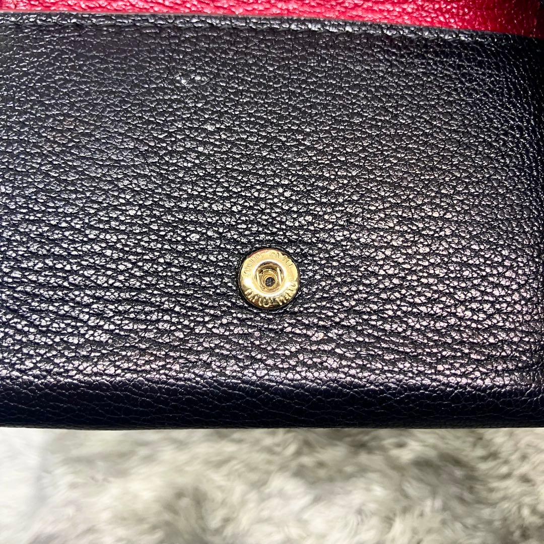 美品✨ MIUMIU 三つ折り マドラス ラブレター コンパクト財布 ブラック