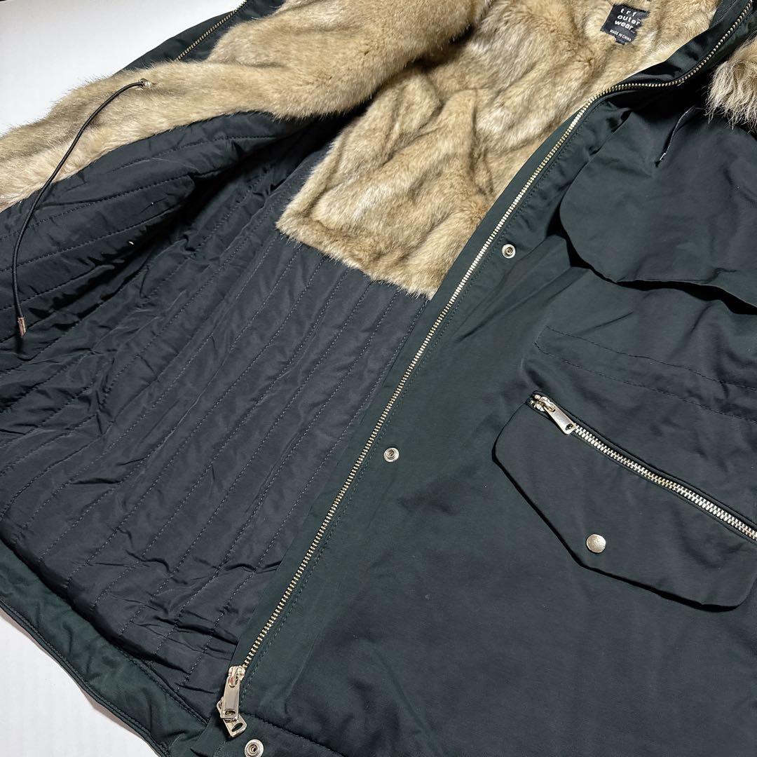 ZARA ザラ　Lサイズ　モッズコート　深緑　ファー付きフード　極暖　撥水加工