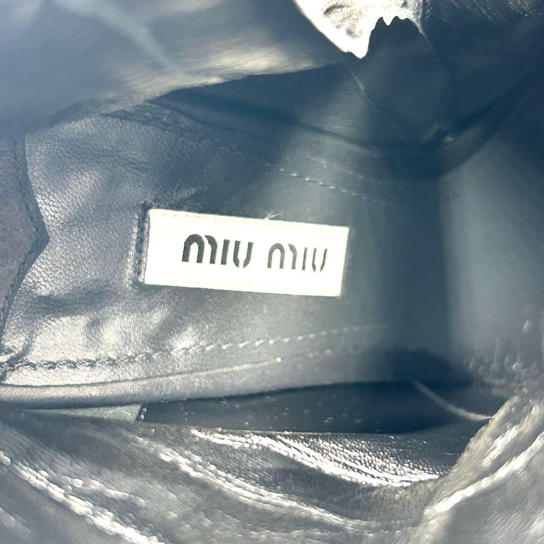 Miu Miu ミュウミュウ レースアップシューズ ブーツ スエード ブラック