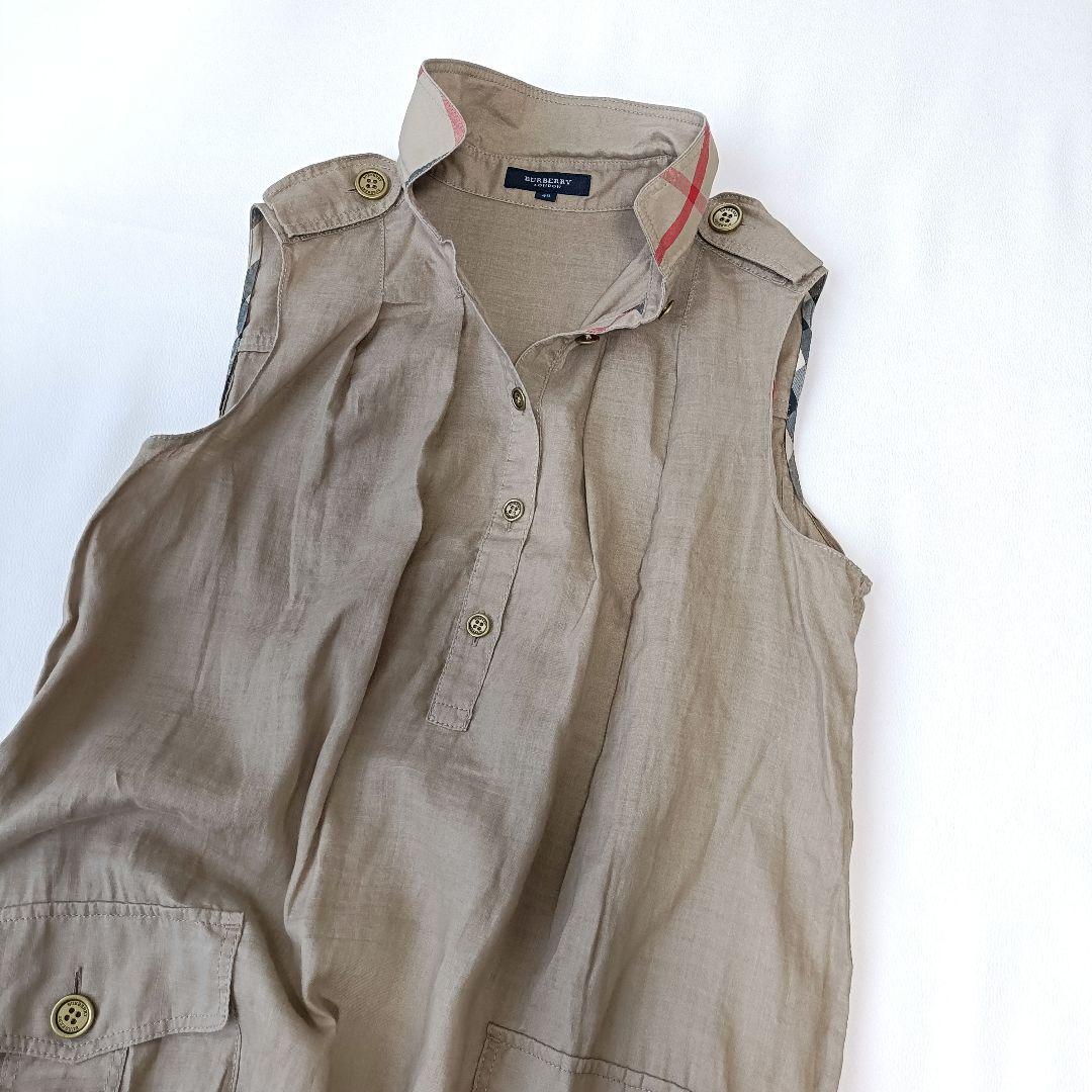 【BURBERRY/バーバリー】ノバチェック　ワンピース　リネン　ノースリーブ