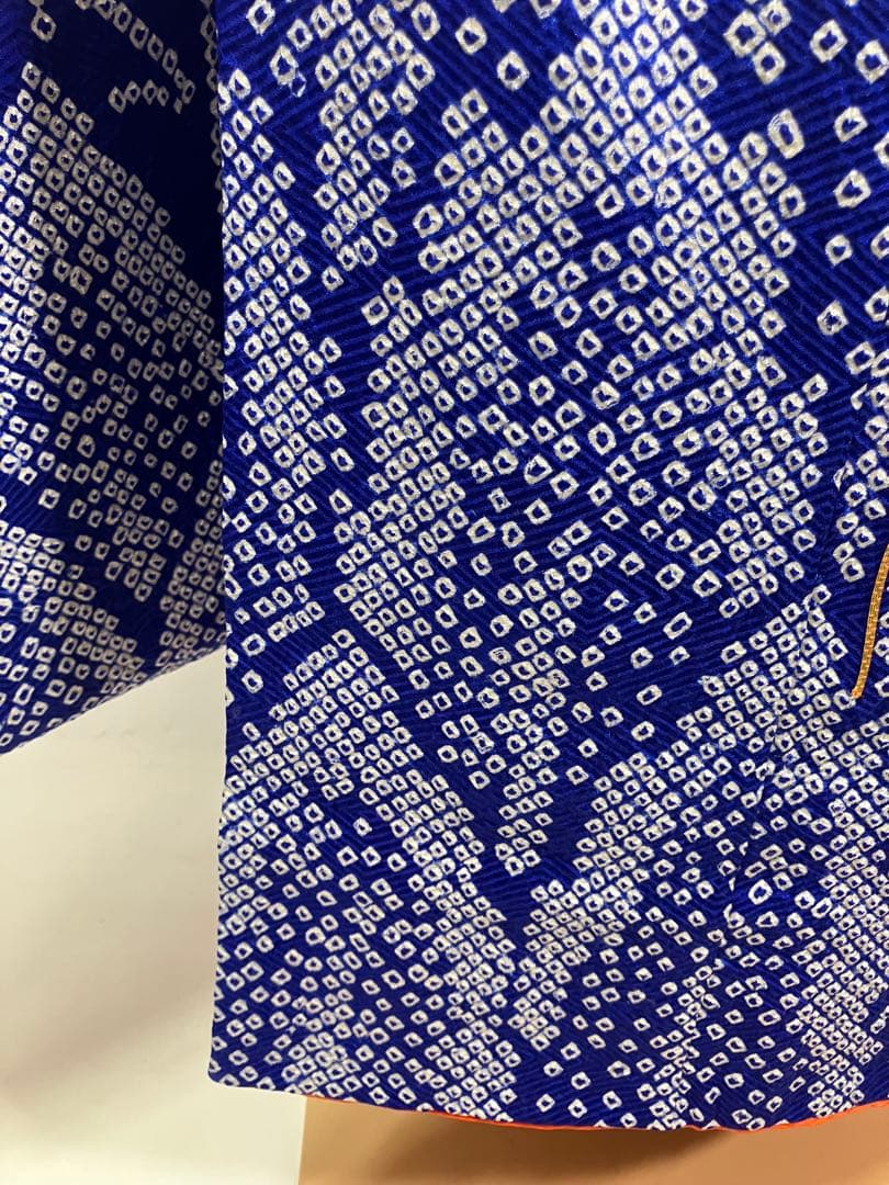 美品 振袖 総絞り 鹿子絞り 木立て文様 金駒刺繍 正絹 青系　絹のダイヤモンド