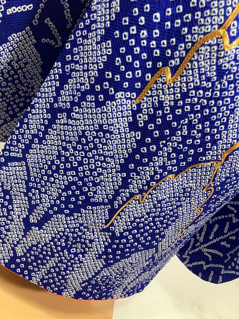 美品 振袖 総絞り 鹿子絞り 木立て文様 金駒刺繍 正絹 青系　絹のダイヤモンド