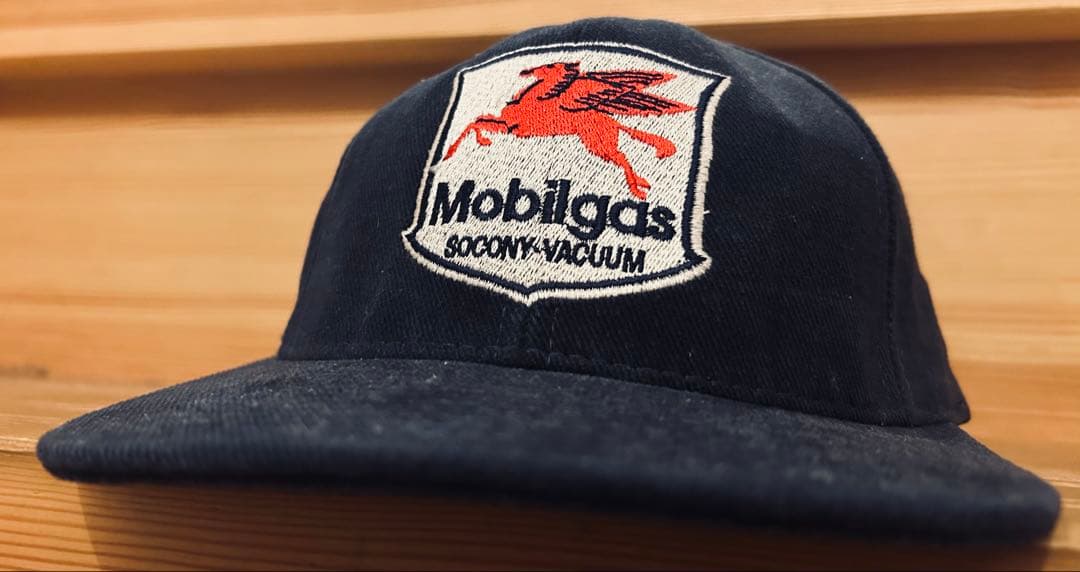 キャップ 帽子 80s Mobil モービル 企業 USA製 ネイビー 6パネル