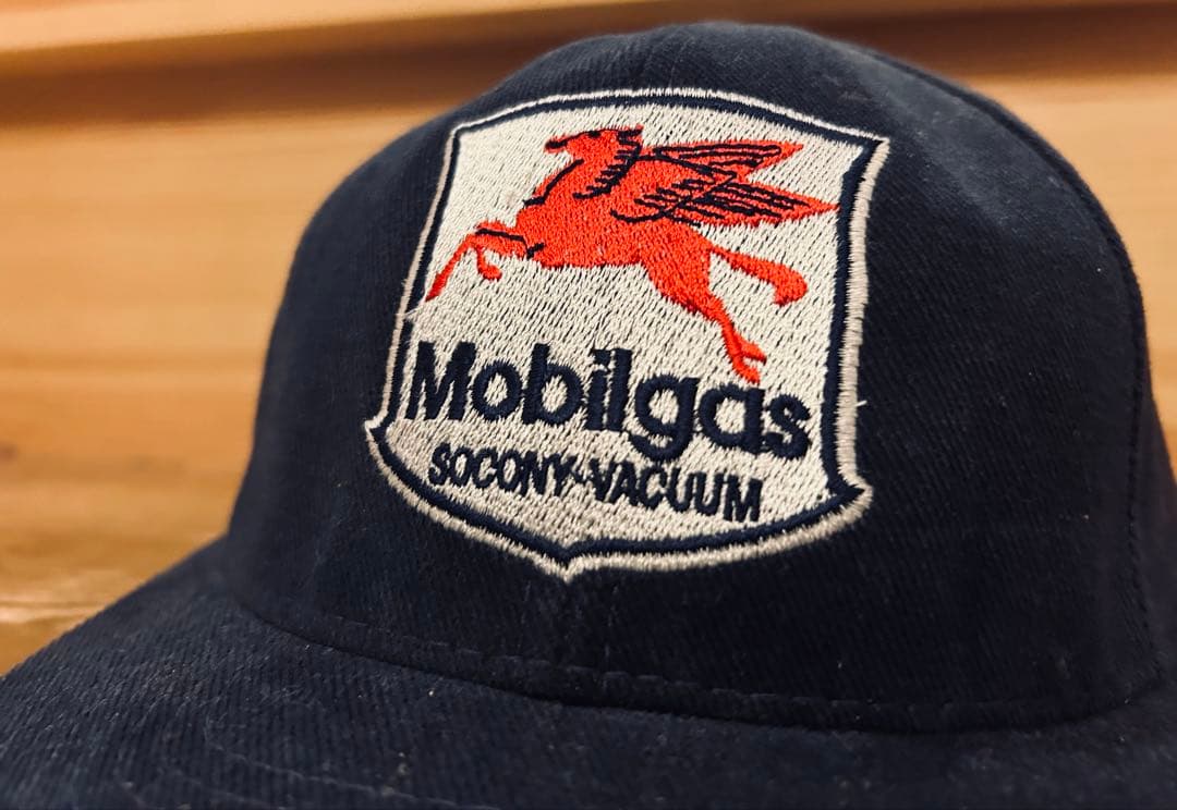 キャップ 帽子 80s Mobil モービル 企業 USA製 ネイビー 6パネル