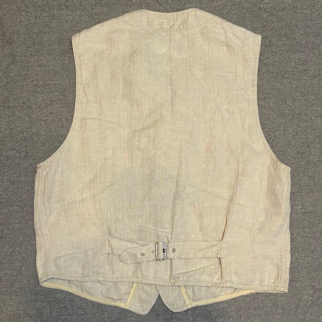 【希少】Vintage FENDI ヘリンボーンリネンベスト　54 アーカイブ