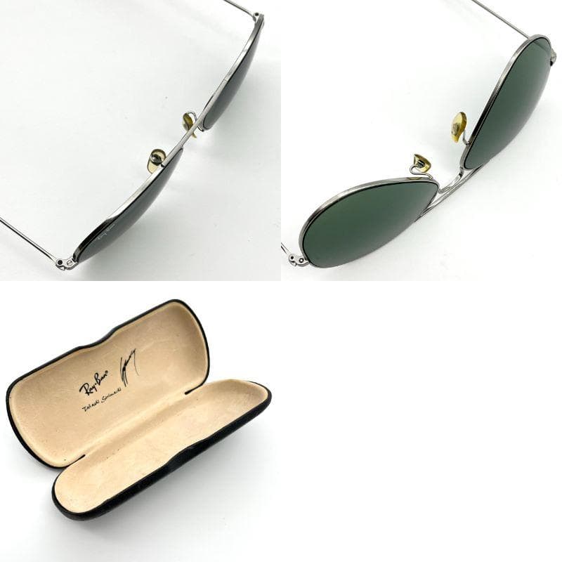 良品 Ray-Ban サングラス USA B&L グリーンレンズ ケース付き