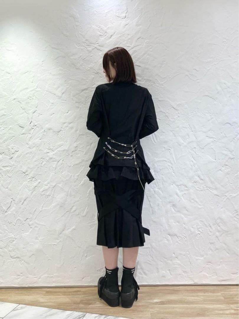 LIMI feu 2024 シワ加工 安全ピンベルトデザイン ドレープジャケット