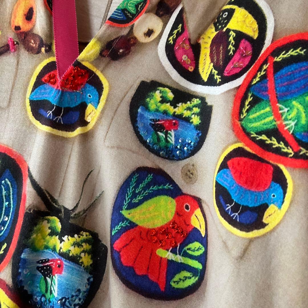 TSUMORI CHISATO カラフルプリントカットソー 鳥 魚 スパンコール