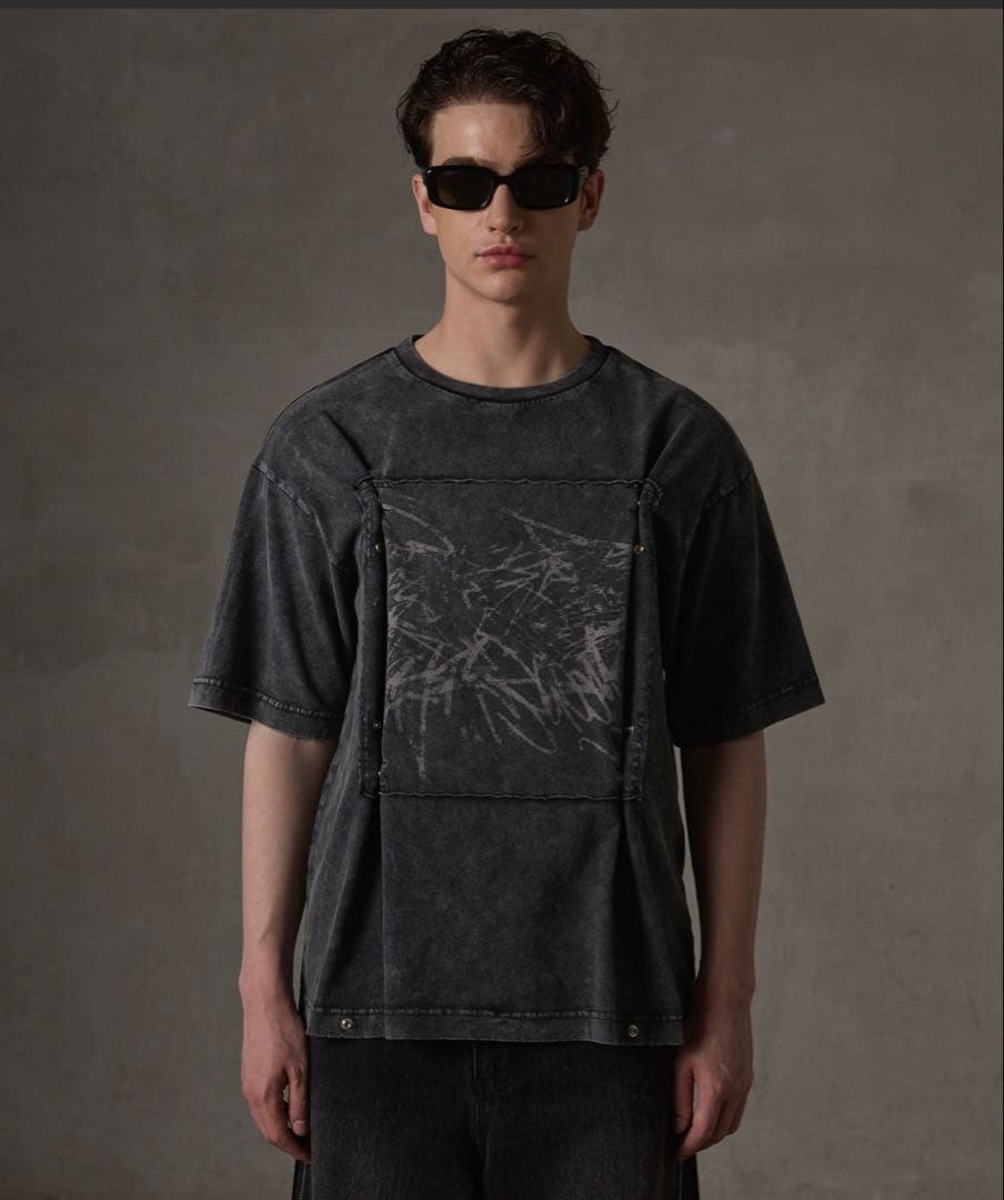【GRANCY】グラフィックピグメントTシャツ　sサイズ　ブラック