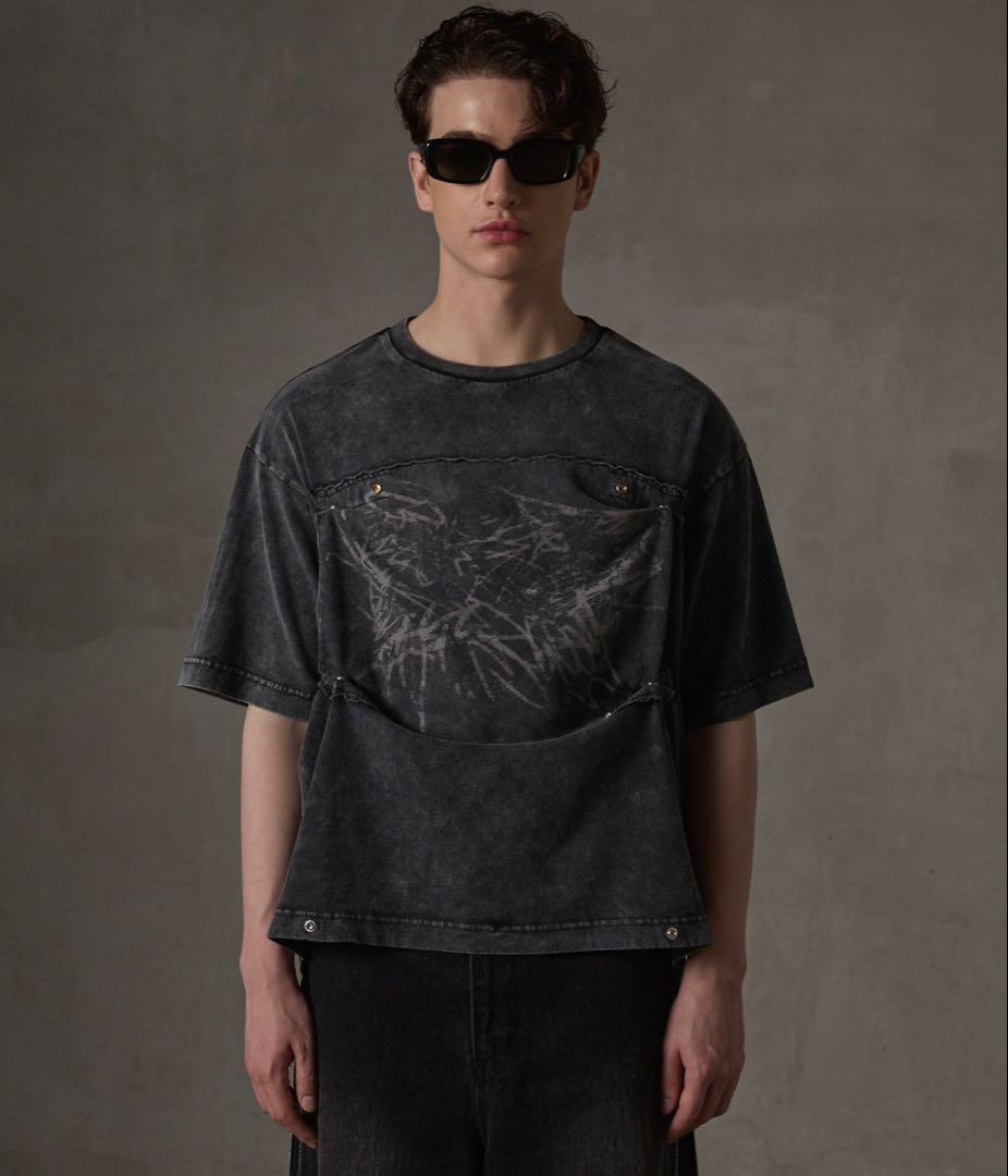 【GRANCY】グラフィックピグメントTシャツ　sサイズ　ブラック